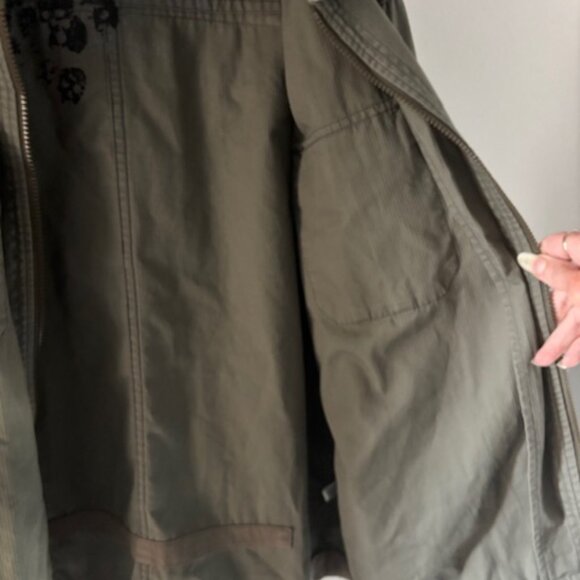 Calvin Klein L Khaki Green Utility Jacket Field Zip Collar Pocket Rugged Minimal - Picture 8 of 12